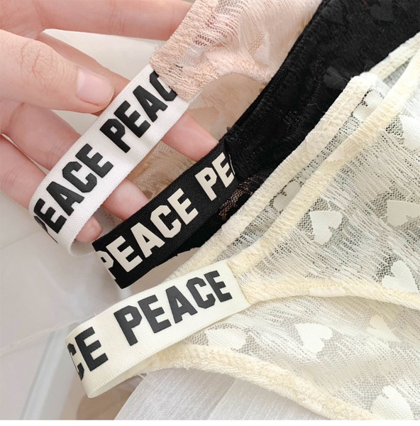 [CHE TÊN-🔥 TỐC] Quần lót ren Peace Panties Q2177 mới lạ có đai chữ Bralettehousevn