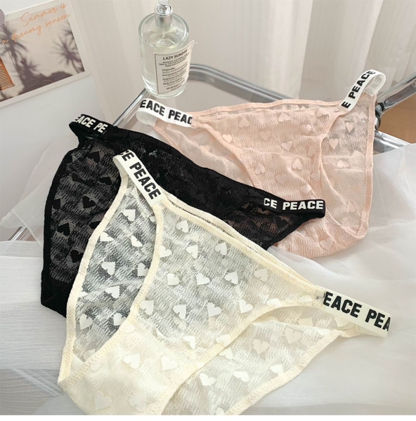 [CHE TÊN-🔥 TỐC] Quần lót ren Peace Panties Q2177 mới lạ có đai chữ Bralettehousevn
