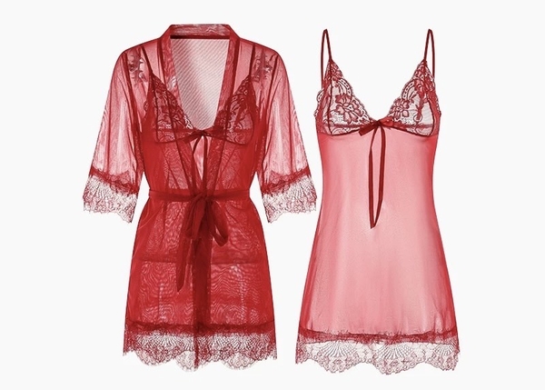 (Kèm váy ngủ) Bộ choàng ngủ voan kèm váy 𝐒𝟏𝟗𝟒𝟎 Ansia Set chất voan xuyên thấu cao cấp gợi cảm quyến rũ Bralettehousevn