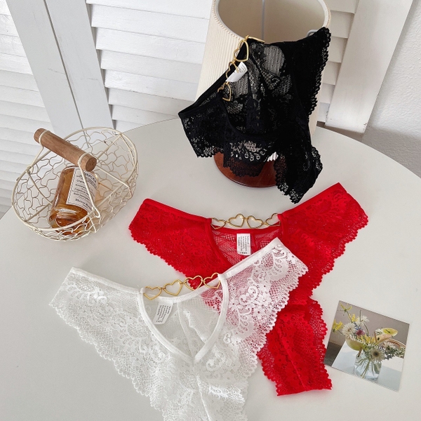 [CHE TÊN - 🔥TỐC] Quần lót nữ ren lọt khe Q2183 Kiru Panties phối charm tim Bralettehousevn