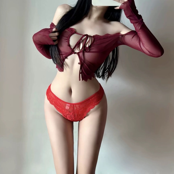 [CHE TÊN - 🔥TỐC] Quần lót nữ ren lọt khe Q2183 Kiru Panties phối charm tim Bralettehousevn