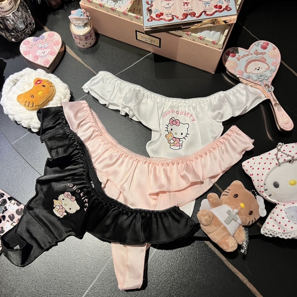 [CHE TÊN - 🔥TỐC] Quần lót nữ dễ thương Q2180 Kitty Thong chất satin lọt khe Bralettehousevn