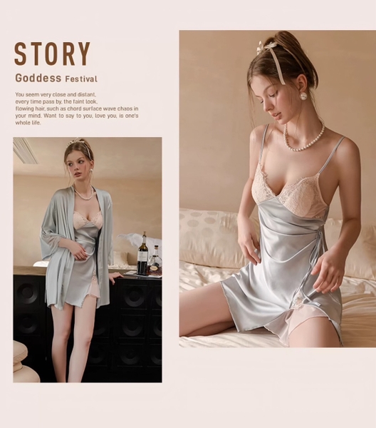 [CHE TÊN- 🔥TỐC] Đầm váy ngủ nữ cao cấp Fidelia Dress S2187 satin cao cấp phối ren xoè 2 lớp Bralettehousevn