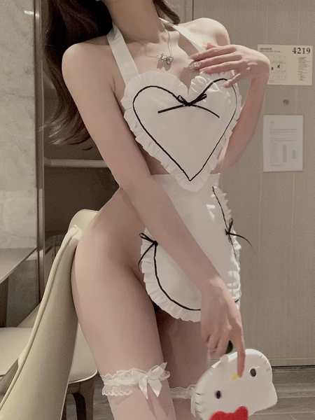 (Kèm cài) Set đồ Cosplay My Pleasure Maid Set tạp dề kèm cài có nơ sau Bralettehousevn