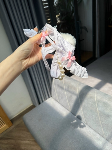 Quần lót nữ thỏ Rubijen Thong Q1587 đính kèm cục bông và hạt đáng yêu cao cấp Bralettehousevn