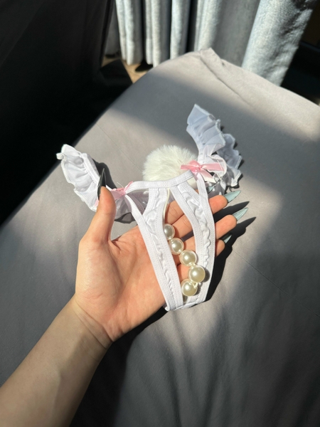 Quần lót nữ thỏ Rubijen Thong Q1587 đính kèm cục bông và hạt đáng yêu cao cấp Bralettehousevn