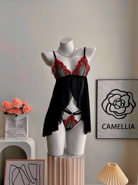 Đầm váy ngủ nữ xuyên thấu Zane Dress S2423 phối ren xẻ tà gợi cảm form ngắn quyến rũ Bralettehousevn