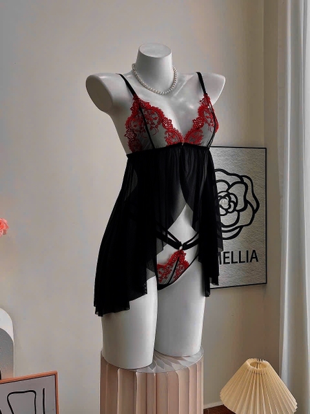 Đầm váy ngủ nữ xuyên thấu Zane Dress S2423 phối ren xẻ tà gợi cảm form ngắn quyến rũ Bralettehousevn