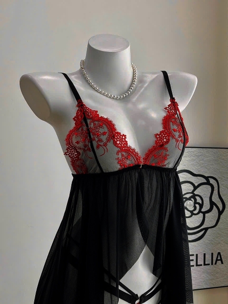 Đầm váy ngủ nữ xuyên thấu Zane Dress S2423 phối ren xẻ tà gợi cảm form ngắn quyến rũ Bralettehousevn