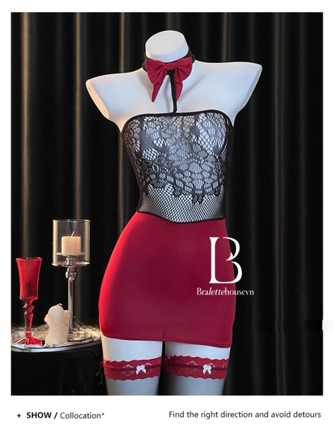 [HOISERY] Tất/vớ body nữ Sera Bodystock PK2626 kèm nơ phối màu quyến rũ tôn dáng Bralettehousevn