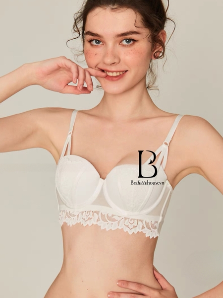 Set đồ lót nữ Sachi set S1632 có gọng và mút nâng ngực phối ren dáng cúp ngang Bralettehousevn