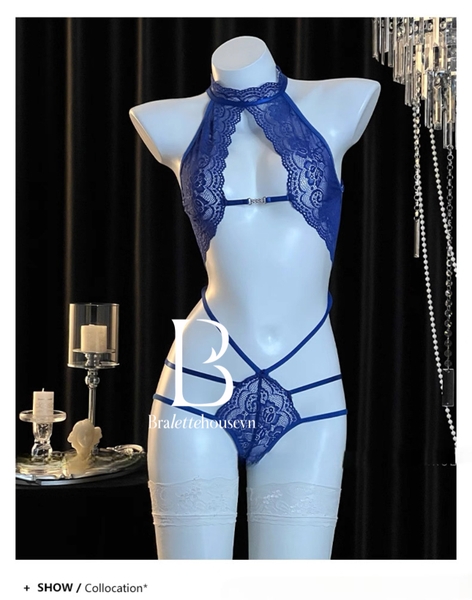 Bộ đồ liền thân ren Bomby Bodysuit S2608 kèm khoen lấp lánh phối dây gợi cảm táo bạo Bralettehousevn