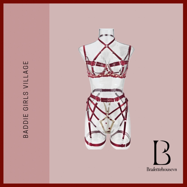 [KÈM ĐAI] Bộ đồ lót Many Set S2503 tông đỏ phối màu quyến rũ gợi cảm táo bạo Bralettehousevn