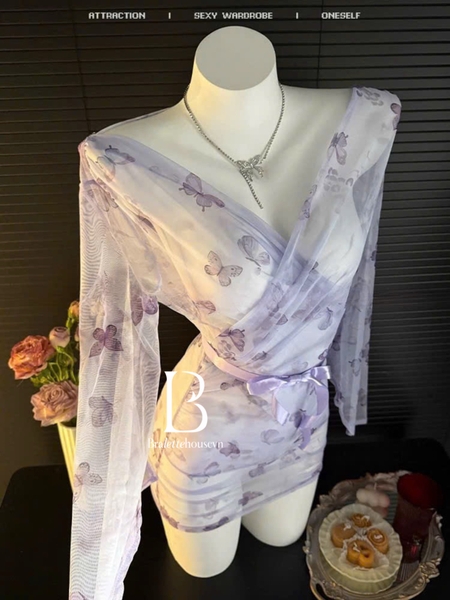 Bộ đồ cosplay Mauve Kimono Set S2584 gợi cảm phong cách Nhật bản quyến rũ Bralettehousevn