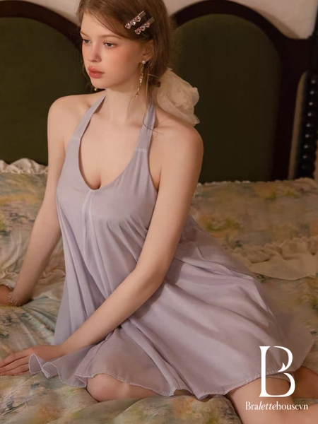 Đầm váy ngủ nữ satin cao cấp Katy Dress S2614 form suông cổ tim thoải mái có chun nữ tính đơn giản cao cấp Bralettehousevn