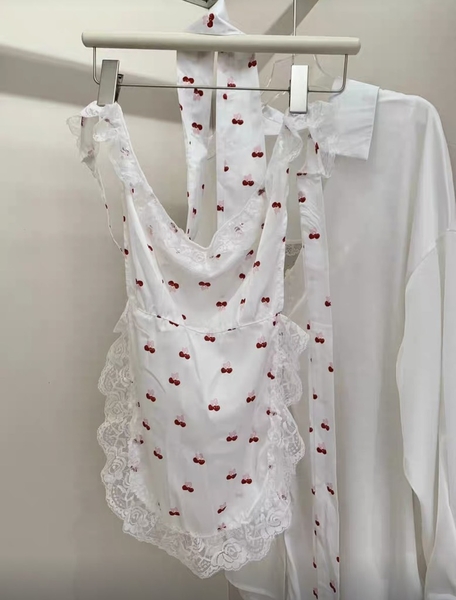 [KÈM CÀI] Bộ tạp dề Cherry Maid Set S2437 cột dây phi bóng kèm phụ kiện gợi cảm dễ thương Bralettehousevn