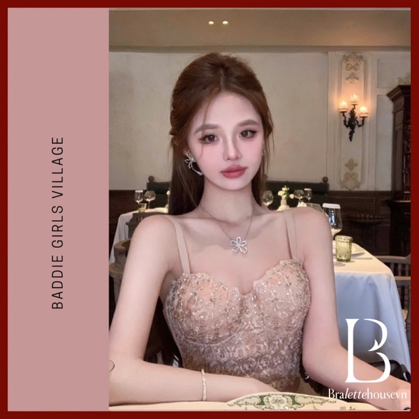 Áo corset cao cấp Click Corset S2689 đính hạt sang chảnh tiểu thư Bralettehousevn