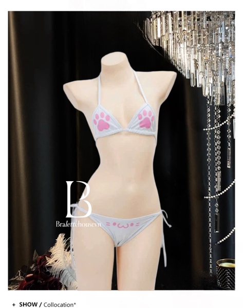 Bộ đồ lót Big Meow Set S2543 không gọng không mút gợi cảm đáng yêu kèm quần cột dây Bralettehousevn