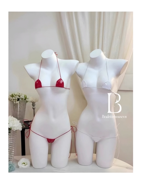 Set đồ lót tiny da PU cột dây 2 mảnh Qiana Set S2533 gợi cảm táo bạo Bralettehousevn