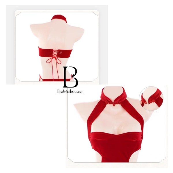 [TẶNG VỚ] Đầm váy ngủ nữ cosplay cô gái trung sườn xám cut out gợi cảm Lunar girl set S1602 Braletteshousevn