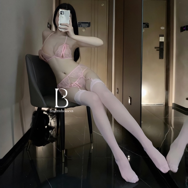 (Kèm kẹp vớ) Set đồ lót ren 3 món Erica Set S1962 gợi cảm cho nữ khoét đáy Bralettehousevn