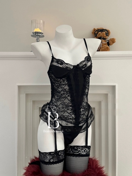 [Có dây đai] Only Set S2307 bộ đồ dáng corset phối ren mềm kèm quần gợi cảm quyến rũ Bralettehousevn