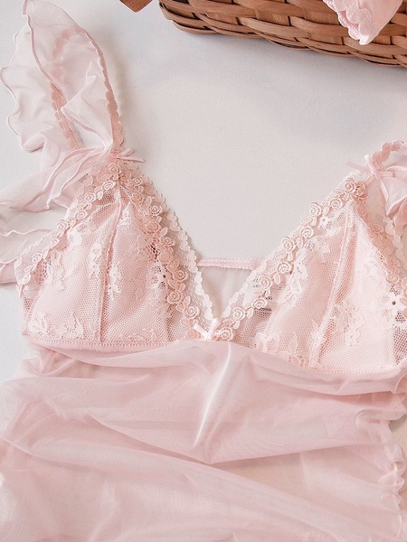 [HOT HIT] Đầm váy ngủ nữ Felicity Dress S2425 cao cấp có sẵn mút xuyên thấu voan rũ trendy Bralettehousevn