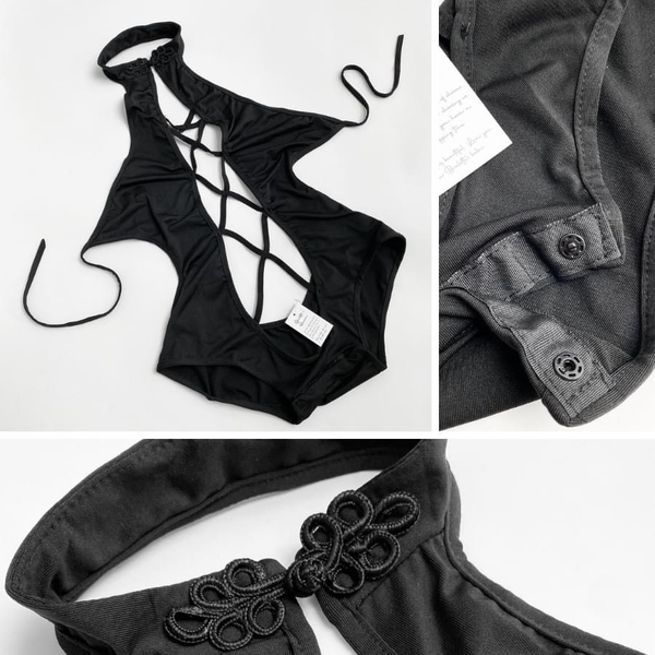 Bộ đồ liên thân FULL CUT OUT BODYSUIT S1220 cổ tàu gợi cảm táo bạo cột dây Bralettehousevn