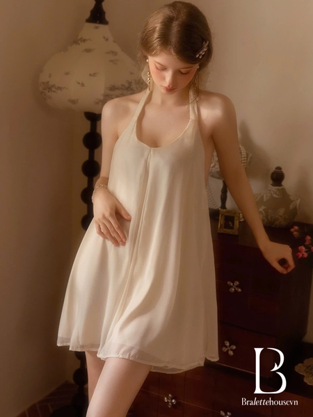Đầm váy ngủ nữ satin cao cấp Katy Dress S2614 form suông cổ tim thoải mái có chun nữ tính đơn giản cao cấp Bralettehousevn