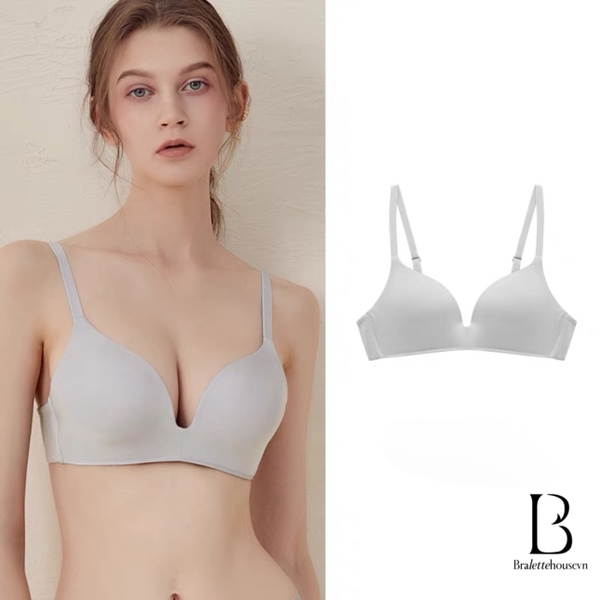 S1639 Áo lót nữ dạng áo su mút mỏng không gọng không hằn viền bề mặt trơn dây mảnh Braletteshousevn