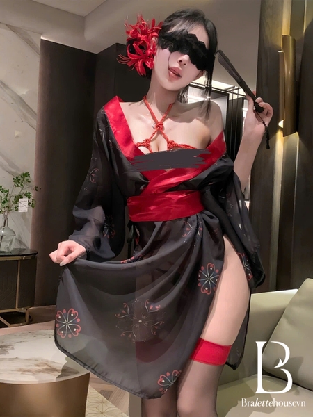 Bộ đồ cosplay Kisa Kimono phong cách Nhật Bản xuyên thấu siêu gợi cảm quyến rũ Bralettehousevn