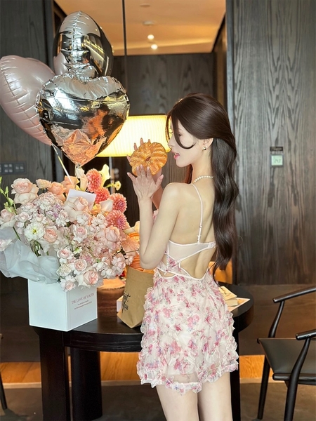 Đầm váy ngủ nữ cao cấp Teasing Dress S2450 chất hoa form xoè tiểu thư xinh xắn Bralettehousevn