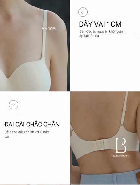 Áo lót nâng ngực Shufu Bra S2711 su đúc nguyên khối không đường viền push up cao cấp loại 1 Bralettehousevn