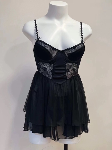 (Che tên - Hoả tốc) Váy ngủ tiểu thư 2 dây S2160 Muriel Dress chất liệu cao cấp voan phối satin cho nữ Bralettehousevn