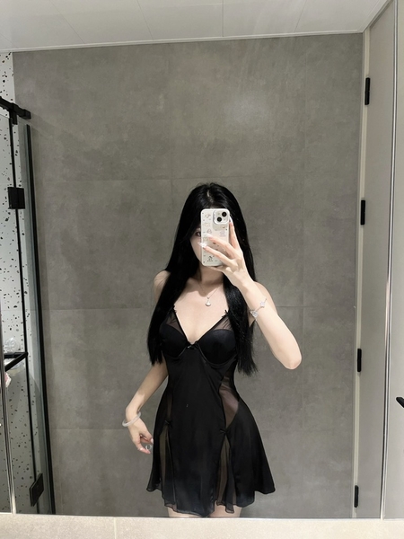 [CÓ MÚT ĐỆM] Đầm váy ngủ satin nữ Krixi Dress S2451 có gọng form xoè tiểu thư gợi cảm Bralettehousevn