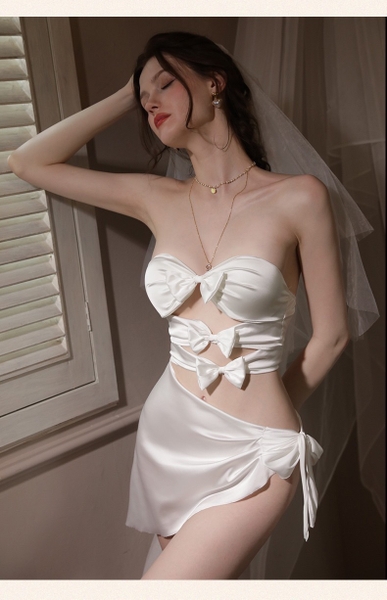 [𝐂𝐡𝐞 𝐭𝐞̂𝐧 - 🔥𝐇𝐨𝐚̉ 𝐭𝐨̂́𝐜 ] DARRIN SET S1820 Váy đầm ngủ nữ satin lụa có mút cao cấp phối nơ sang trọng Bralettehousevn