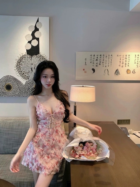 Đầm váy ngủ nữ cao cấp Teasing Dress S2450 chất hoa form xoè tiểu thư xinh xắn Bralettehousevn