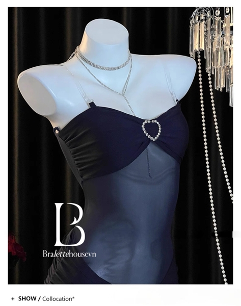 Đầm váy ngủ dài xuyên thấu Bold Dress S2645 phối khoen tim xẻ tà tôn dáng gợi cảm Bralettehousevn