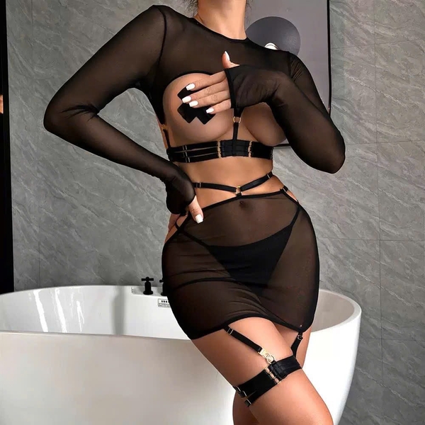 [TẶNG ĐAI ĐÙI] Bộ đồ Larisa Set (kém dán ti) S2433 siêu gợi cảm táo bạo nóng bỏng dáng đầm ôm sát cut out Bralettehousevn