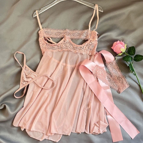[𝗧𝗮̣̆𝗻𝗴 𝗸𝗲̀𝗺 𝗯𝗶̣𝘁 𝗺𝗮̆́𝘁🔥] S1822 CHALEE DRESS váy đầm ngủ nữ phối ren xuyên thấu gợi cảm sexy táo bạo Bralettehousevn