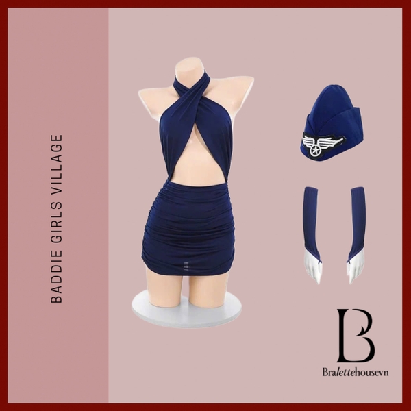 [KÈM NÓN VÀ GĂNG TAY] Bộ đồ cosplay tiếp viên Purser Set S2623 gợi cảm nữ tính tôn dáng Bralettehousevn
