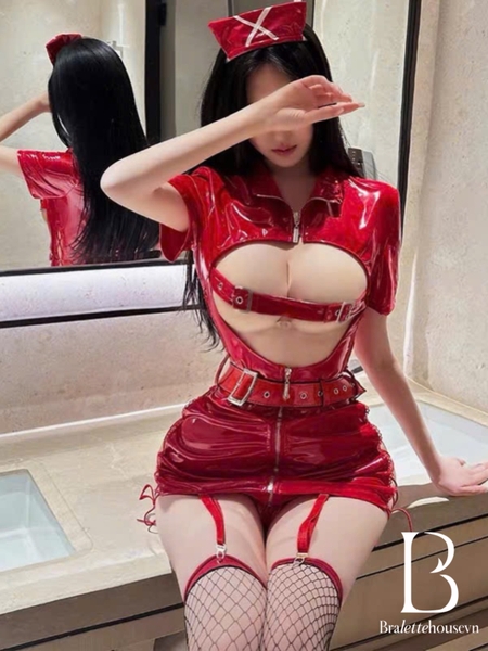 Bộ đồ da PU Crimson Set S2658 kèm cài nón gợi cảm táo bạo quyến rũ