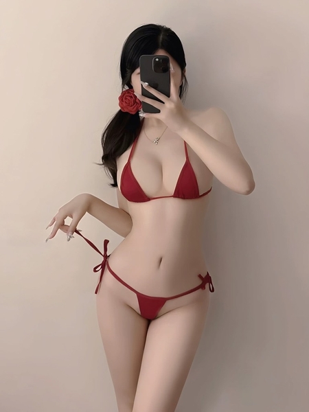 Bộ đồ lót nữ 2 mảnh dây dài RED TIE SET S2203 chất thun dây dài cột tạo kiểu Bralettehousevn