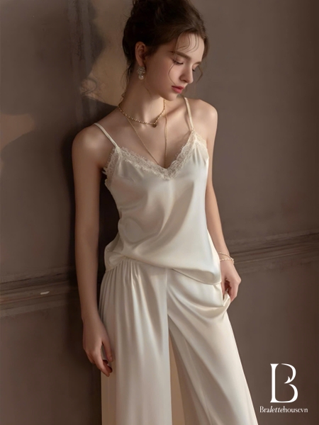 Bộ đồ ngủ 2 dây gợi quần dài Xena Set S2281 sang chảnh chất liệu satin cao cấp quyến rũ cho nữ Bralettehousevn