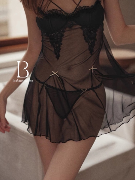 [CHE TÊN - HOẢ TỐC] Đầm váy ngủ kèm quần S2169 Domea Dress không gọng có mút đệm Bralettehousevn