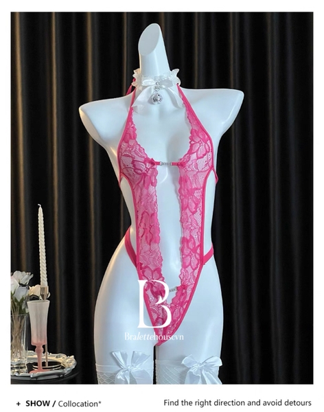 [𝐂𝐡𝐞 𝐭𝐞̂𝐧-🔥𝐡𝐨𝐚̉ 𝐭𝐨̂́𝐜] Bộ đồ liền thân S2086 RIZE BODYSUIT ren xuyên thấu Bralettehousevn