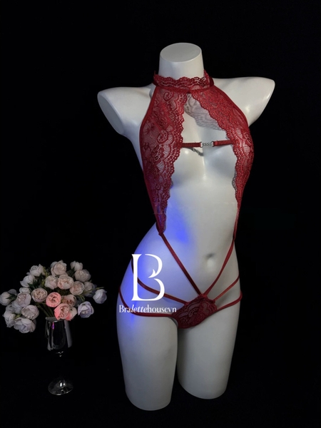 Bộ đồ liền thân ren Bomby Bodysuit S2608 kèm khoen lấp lánh phối dây gợi cảm táo bạo Bralettehousevn