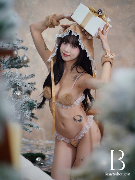 Bộ đồ hoá trang tuần lộc bông Caribou Set S2649 tặng nón mềm mại đáng yêu gợi cảm Bralettehousevn