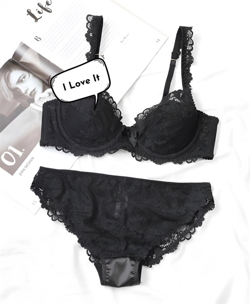 Set áo ngực nữ có gọng và mút mỏng chất ren phối thun lưới mềm mại Wonder set S1630 Braletteshousevn