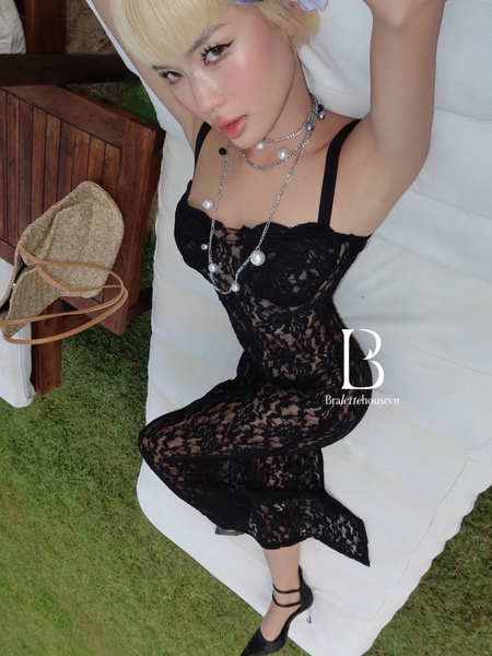 [ẢNH THẬT] Đầm ren dài nữ S2089 𝗛𝗶𝗹𝗱𝗮 Dress tôn dáng ôm sát quyến rũ cao cấp Bralettehousevn